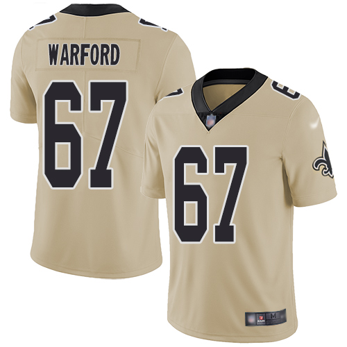 Men New Orleans Saints Limited Gold Larry Warford Jersey NFL Football #67 Inverted Legend Jersey
